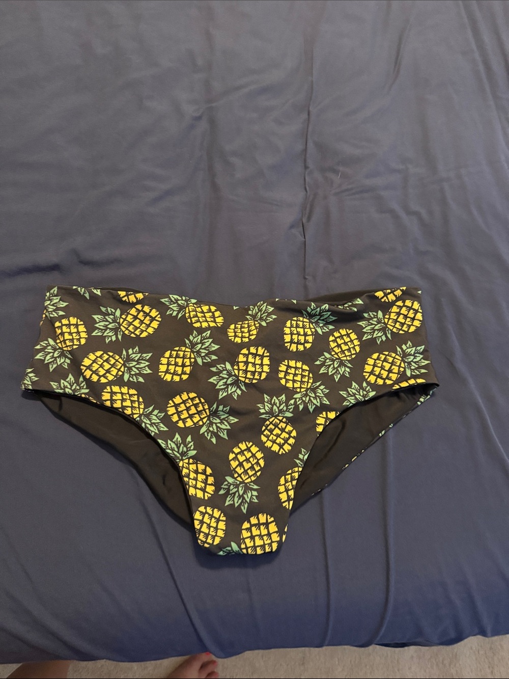 Fused Hawaii Kona Pineapple-Print High-Waist Bikini Bottom - Black and Yellow